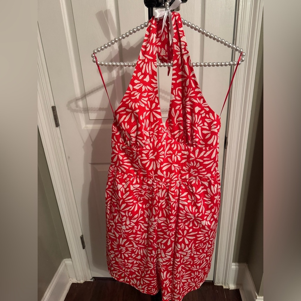 Copper Key Red And White Printed Romper-NWT